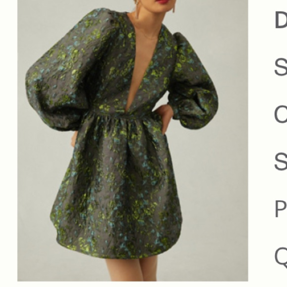 Anthropologie Corey Lynn Calter Deep V Jacquard Dress - Picture 1 of 4